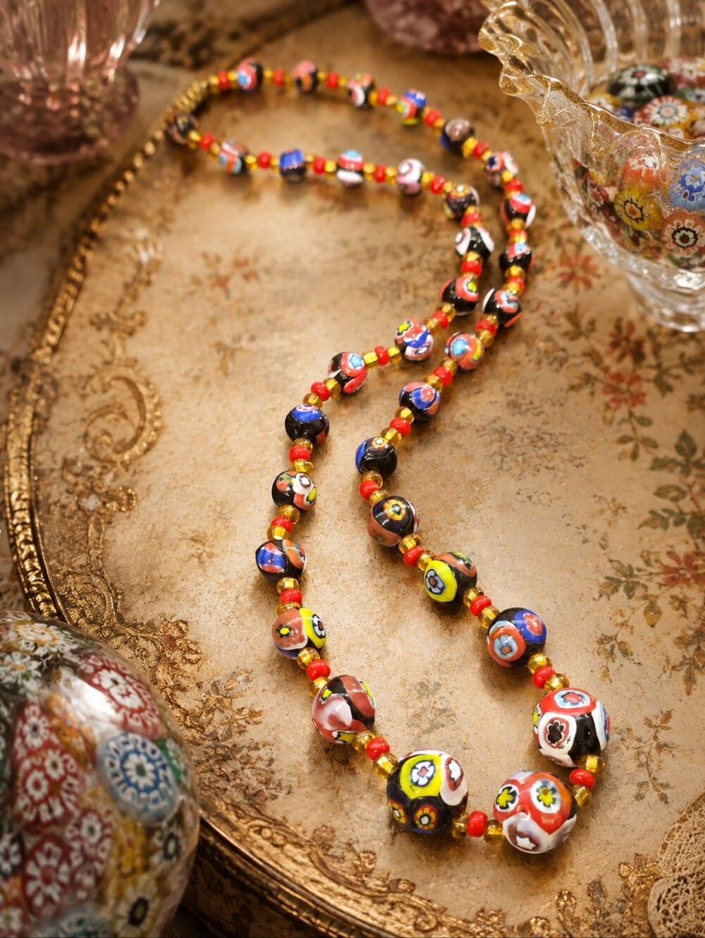Vintage Murano Millefiori Art Glass Necklace – Likely Authentic Venetian